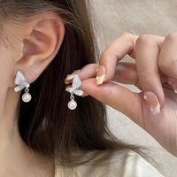 1 Pair IG Style Geometric Plating Inlay Alloy Artificial Pearls Rhinestones Opal Earrings sku image 5