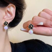 1 Pair IG Style Geometric Plating Inlay Alloy Artificial Pearls Rhinestones Opal Earrings sku image 17