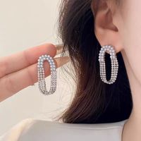 1 Pair IG Style Geometric Plating Inlay Alloy Artificial Pearls Rhinestones Opal Earrings sku image 23