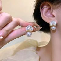 1 Pair IG Style Geometric Plating Inlay Alloy Artificial Pearls Rhinestones Opal Earrings sku image 10