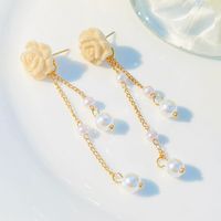 1 Pair Sweet Flower Plating Alloy Plastic Drop Earrings main image 5