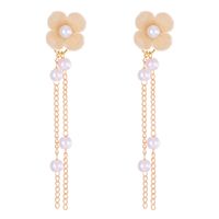 1 Pair Sweet Flower Plating Alloy Plastic Drop Earrings main image 2