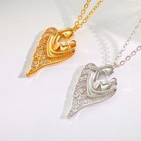 Copper MAMA Human Heart Shape Plating Inlay Zircon Pendant Necklace main image 2
