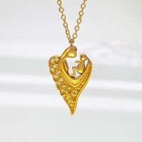 Copper MAMA Human Heart Shape Plating Inlay Zircon Pendant Necklace sku image 3