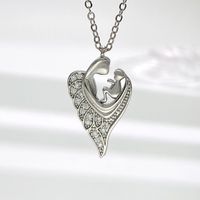 Copper MAMA Human Heart Shape Plating Inlay Zircon Pendant Necklace sku image 4