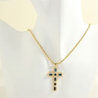 Casual Simple Style Cross Copper Zircon Pendant Necklace sku image 2
