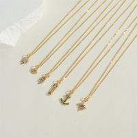 Copper 14K Gold Plated Vintage Style Simple Style Commute Inlay Geometric Lollipop Anchor Zircon Pendant Necklace main image 6