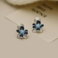 1 Pair Sweet Flower Inlay Copper Zircon 18K Gold Plated Ear Studs main image 4