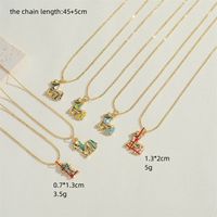 Copper 14K Gold Plated Vintage Style Simple Style Commute Enamel Inlay Dinosaur Horse Zircon Pendant Necklace main image 2