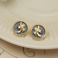 1 Pair Vintage Style Human Round Copper 18K Gold Plated Ear Studs main image 3