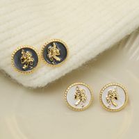 1 Pair Vintage Style Human Round Copper 18K Gold Plated Ear Studs main image 5