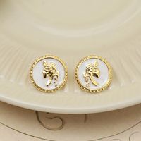 1 Pair Vintage Style Human Round Copper 18K Gold Plated Ear Studs main image 4