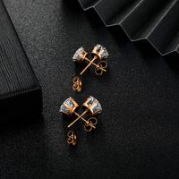 6 Pairs Simple Style Round Inlay 304 Stainless Steel Zircon 18K Gold Plated Ear Studs main image 5