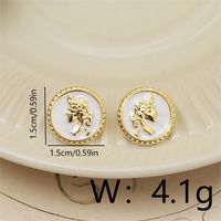 1 Pair Vintage Style Human Round Copper 18K Gold Plated Ear Studs sku image 1