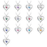 Sterling Silver Elegant Heart Shape Solid Color Plating Inlay Zircon Pendant Necklace main image 3