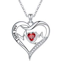 Sterling Silver Elegant Heart Shape Solid Color Plating Inlay Zircon Pendant Necklace sku image 1