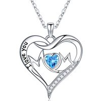 Sterling Silver Elegant Heart Shape Solid Color Plating Inlay Zircon Pendant Necklace sku image 3