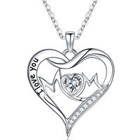 Sterling Silver Elegant Heart Shape Solid Color Plating Inlay Zircon Pendant Necklace sku image 4