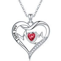 Sterling Silver Elegant Heart Shape Solid Color Plating Inlay Zircon Pendant Necklace sku image 7