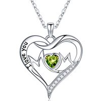 Sterling Silver Elegant Heart Shape Solid Color Plating Inlay Zircon Pendant Necklace sku image 8