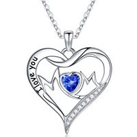 Sterling Silver Elegant Heart Shape Solid Color Plating Inlay Zircon Pendant Necklace sku image 9