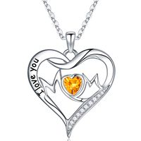 Sterling Silver Elegant Heart Shape Solid Color Plating Inlay Zircon Pendant Necklace sku image 11