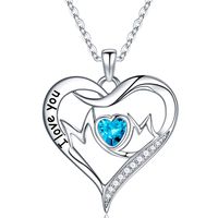 Sterling Silver Elegant Heart Shape Solid Color Plating Inlay Zircon Pendant Necklace sku image 12