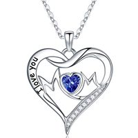 Sterling Silver Elegant Heart Shape Solid Color Plating Inlay Zircon Pendant Necklace sku image 13