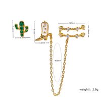 1 Piece Ethnic Style Cactus Tassel Sterling Silver Zircon 18K Gold Plated Drop Earrings main image 2