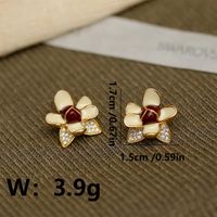 1 Pair Sweet Flower Inlay Copper Zircon 18K Gold Plated Ear Studs sku image 1