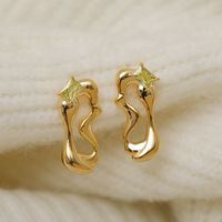 1 Pair IG Style Water Droplets Plating Copper 18K Gold Plated Ear Studs main image 4