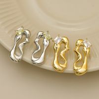 1 Pair IG Style Water Droplets Plating Copper 18K Gold Plated Ear Studs main image 7