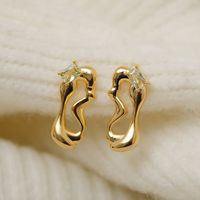 1 Pair IG Style Water Droplets Plating Copper 18K Gold Plated Ear Studs main image 3