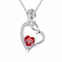 Sterling Silver Elegant Classic Style Heart Shape Solid Color Plating Inlay Zircon Pendant Necklace main image 1