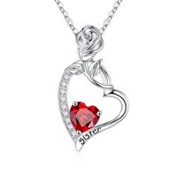Sterling Silver Elegant Classic Style Heart Shape Solid Color Plating Inlay Zircon Pendant Necklace sku image 1