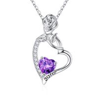 Sterling Silver Elegant Classic Style Heart Shape Solid Color Plating Inlay Zircon Pendant Necklace sku image 2