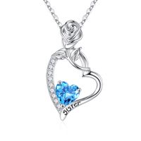 Sterling Silver Elegant Classic Style Heart Shape Solid Color Plating Inlay Zircon Pendant Necklace sku image 3