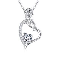 Sterling Silber Elegant Klassischer Stil Herzform Einfarbig Überzug Inlay Zirkon Halskette Mit Anhänger sku image 4