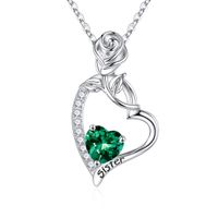 Sterling Silver Elegant Classic Style Heart Shape Solid Color Plating Inlay Zircon Pendant Necklace sku image 5