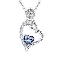 Sterling Silver Elegant Classic Style Heart Shape Solid Color Plating Inlay Zircon Pendant Necklace sku image 6