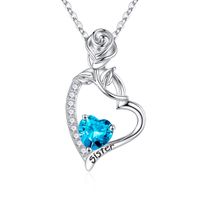 Sterling Silver Elegant Classic Style Heart Shape Solid Color Plating Inlay Zircon Pendant Necklace sku image 10