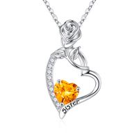 Sterling Silver Elegant Classic Style Heart Shape Solid Color Plating Inlay Zircon Pendant Necklace sku image 11