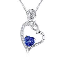 Sterling Silver Elegant Classic Style Heart Shape Solid Color Plating Inlay Zircon Pendant Necklace sku image 12