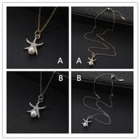 Simple Style Star Alloy Steel Asymmetrical Inlay Artificial Pearls Women's Pendant Necklace main image 4