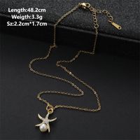 Simple Style Star Alloy Steel Asymmetrical Inlay Artificial Pearls Women's Pendant Necklace main image 2