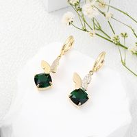 1 Pair Simple Style Classic Style Heart Shape Butterfly Plating Inlay Copper Zircon 18K Gold Plated Silver Plated Drop Earrings sku image 3