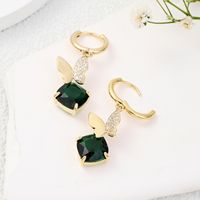 1 Pair Simple Style Classic Style Heart Shape Butterfly Plating Inlay Copper Zircon 18K Gold Plated Silver Plated Drop Earrings main image 1