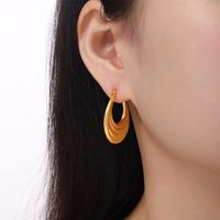 1 Pair Casual Elegant Simple Style U Shape Plating Titanium Steel 18K Gold Plated Earrings main image 5