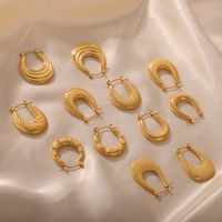 1 Pair Casual Elegant Simple Style U Shape Plating Titanium Steel 18K Gold Plated Earrings main image 2