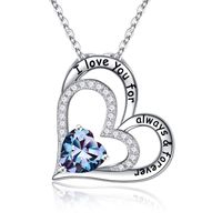 Sterling Silber Elegant Herzform Einfarbig Überzug Inlay Zirkon Halskette Mit Anhänger sku image 6